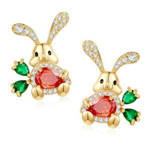 Easter Earrings Rabbit Bunny Carrot Stud Earrings Funny Earring